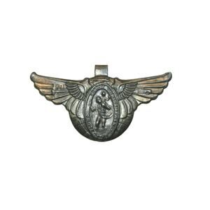 Vintage Saint Christopher Protect US Metal Visor Lapel Clip 3" wide x 1.75" high